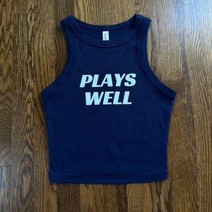 Y2K Printed Baby Tee Tank, Navy,